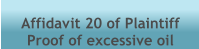 Affidavit 20 of Plaintiff Proof of excessive oil